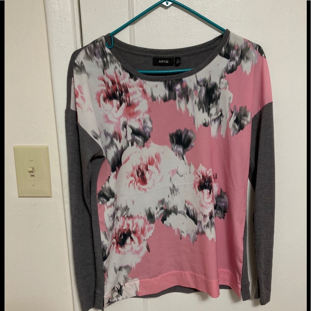 Floral gray and pink blouse